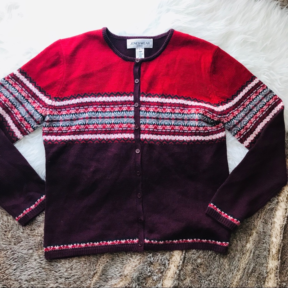 Jones wear Sport  Fair Aisle Wool Holiday Cardigan